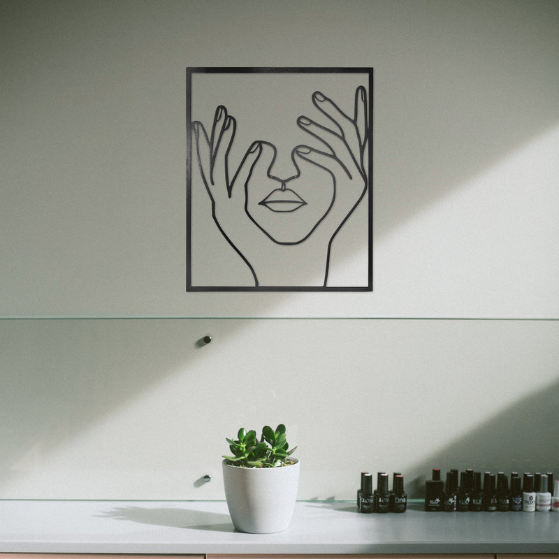 Abstract Face Black Metal Wall Art