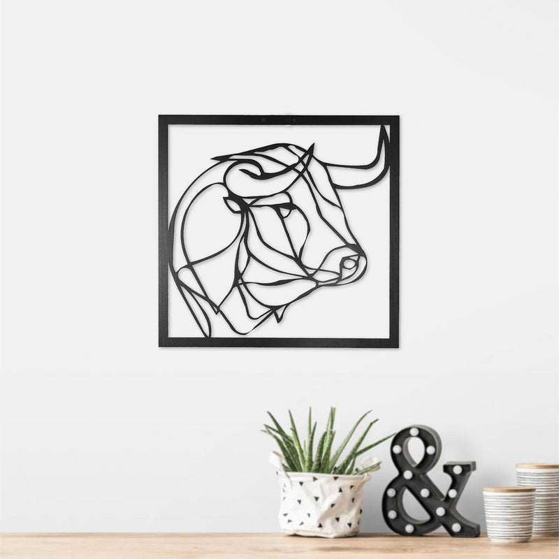 Bull Line Drawing Metal Sign
