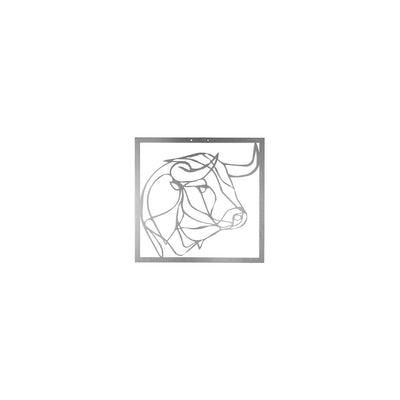 Bull Line Drawing Wall Art#style_stainless-steel